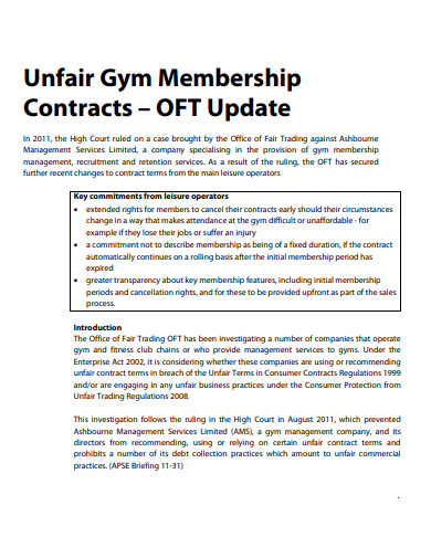 basic gym contract