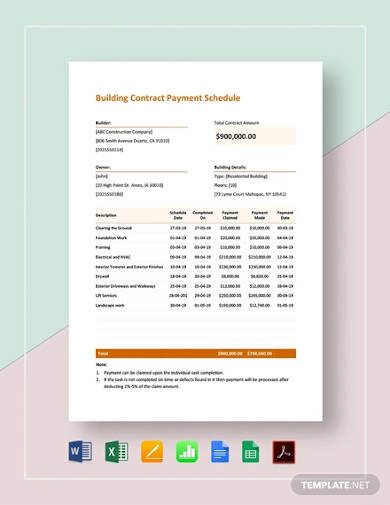 building contract payment schedule