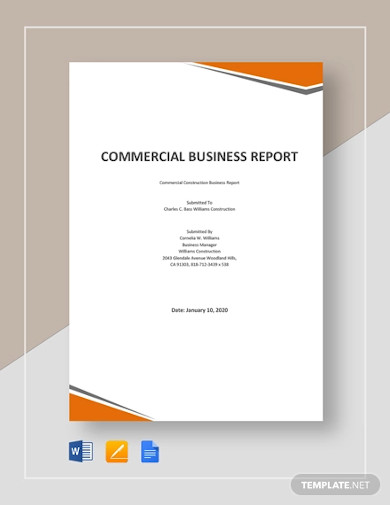 commercial business report template