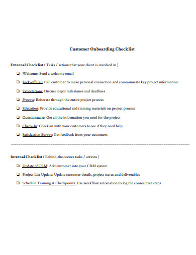 Customer Onboarding Checklist