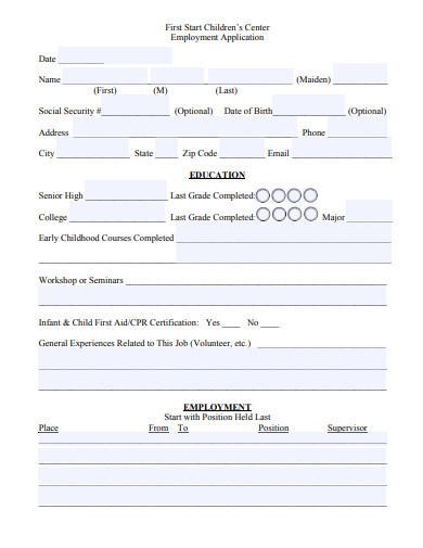 Daycare Application Form 10 Examples Format Pdf Examples 9811