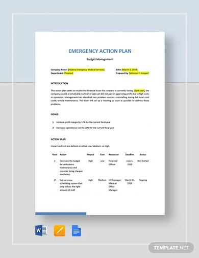 emergency action plan template