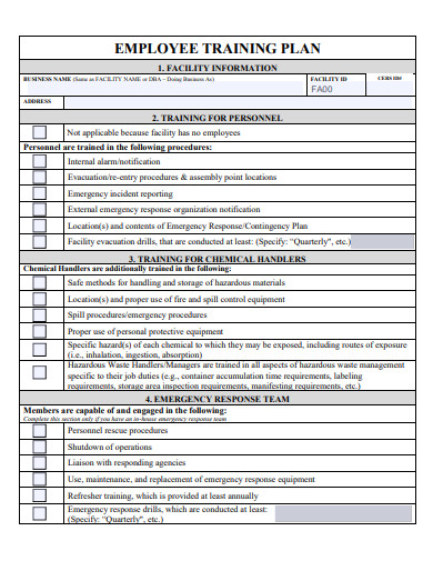 Employee Training Plan Example