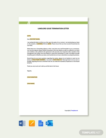 free landlord lease termination letter template