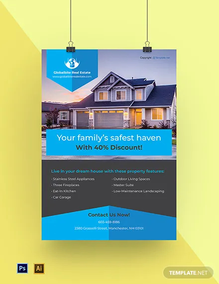 free modern real estate poster template