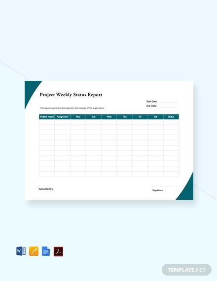 free project weekly status report template
