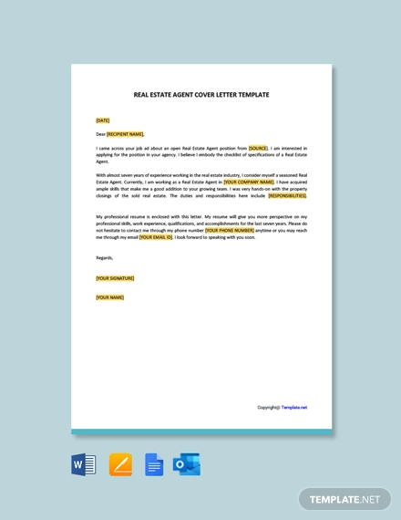 free real estate agent cover letter template