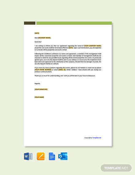 free rental termination letter template