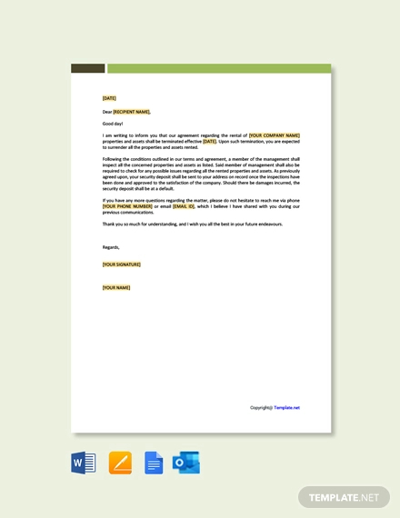 Free Rental Termination Letter Template