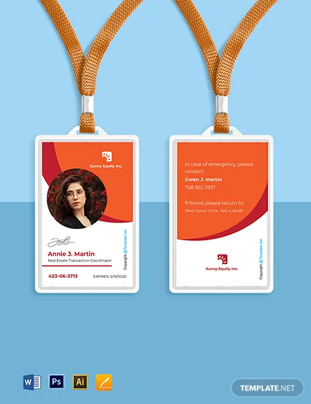 free sample real estate id card template
