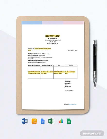 Free Simple Real Estate Invoice Template