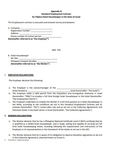 Hotel Employment Contract Example