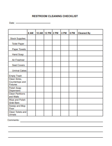 Restroom Checklist - 10+ Examples, Format, Pdf | Examples