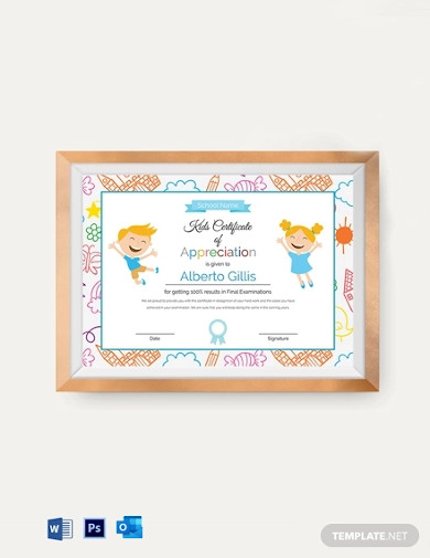 kids certificate of appreciation