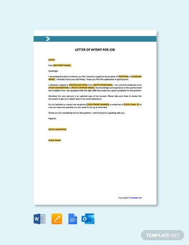 letter template of intent for job