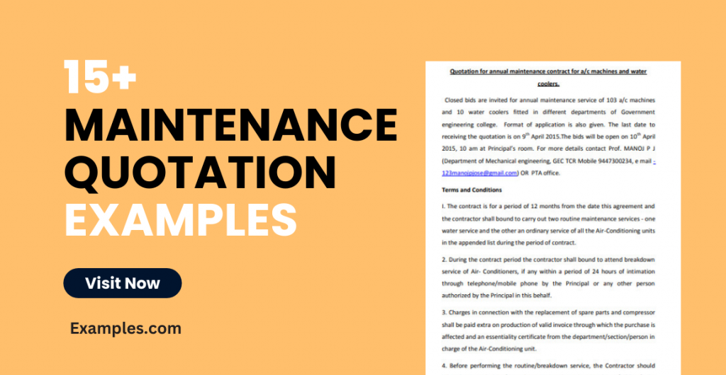 Maintenance Quotation Examples