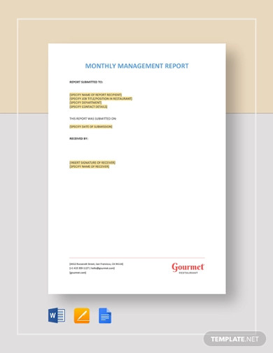 monthly management report