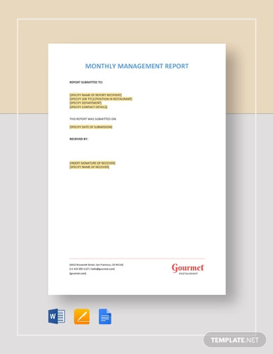 Monthly Management Report