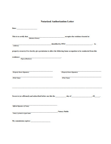 notarized authorization letter