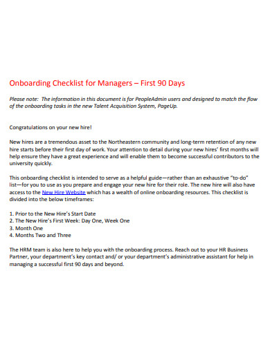 onboarding checklist for managers