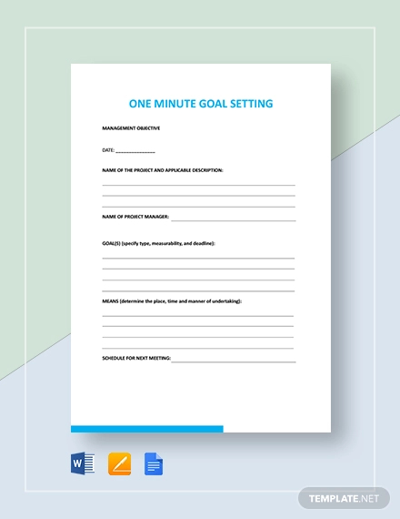 one minute goal setting template