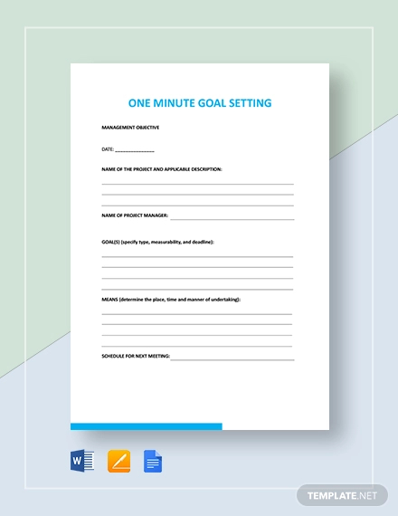 One Minute Goal Setting Template