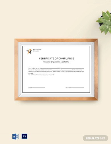 organization compliance certificate