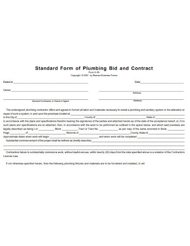 plumbing contract example