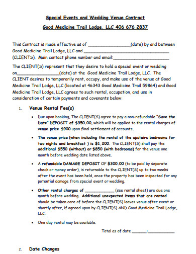 Banquet Hall Rental Agreement Template