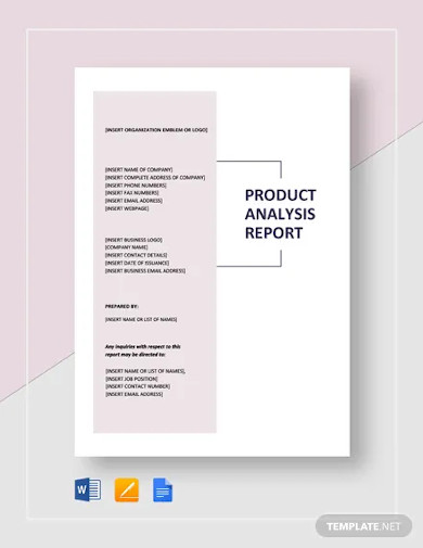 product analysis report template