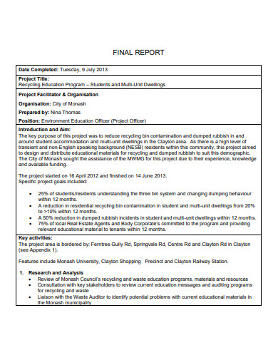 project closure report example