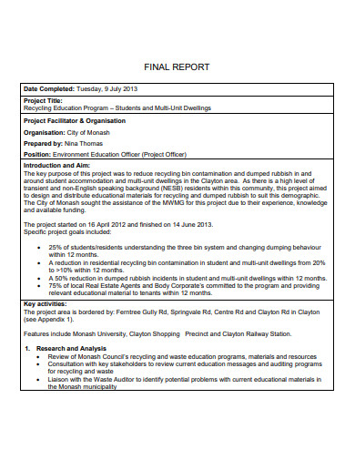 Example Of A Project Closure Report