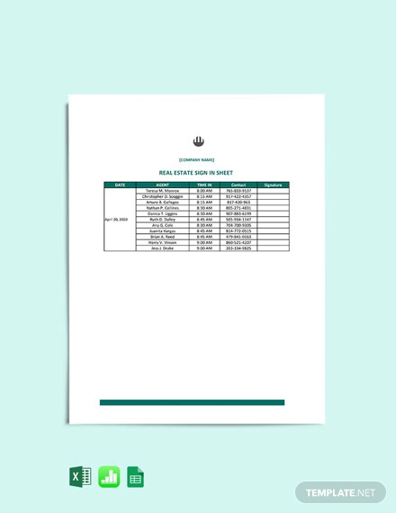 real estate sign in sheet template