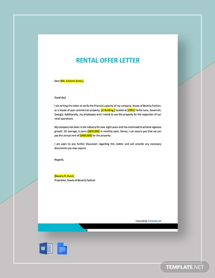 rental offer letter template