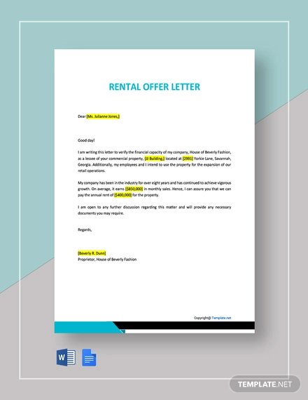 Rental Offer Letter Template