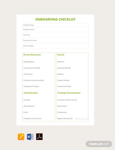 Sample Onboarding Checklist Example