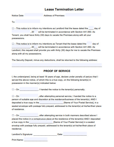 simple lease termination letter