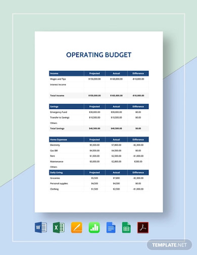 simple operating budget