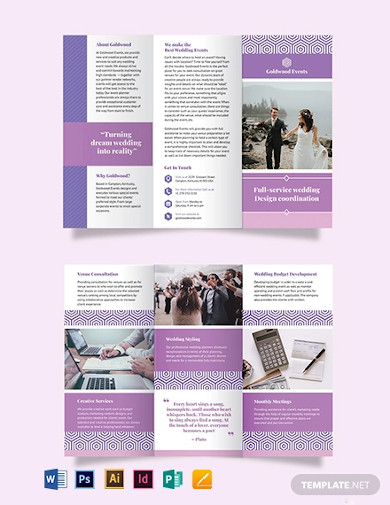 wedding event tri fold brochure template