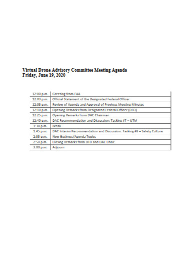 advisory committee meeting agenda