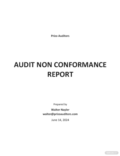 Audit Non conformance Report Template