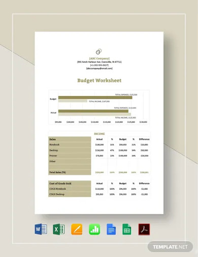 Budget Worksheet Template