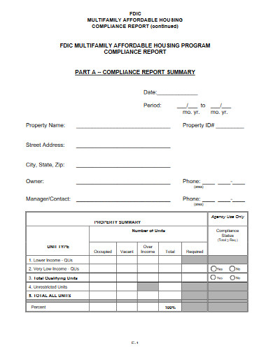 compliance report summary form