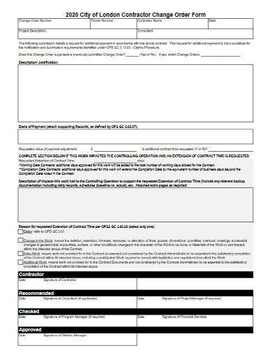 contractor change order form