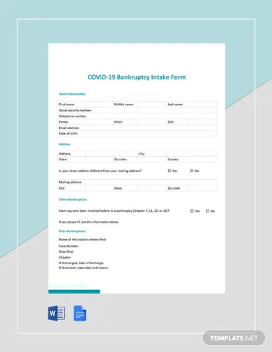 Coronavirus COVID 19 Bankruptcy Intake Form Template