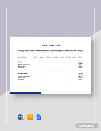 Daily Checklist Template