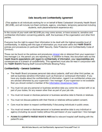 data security and confidentiality agreement