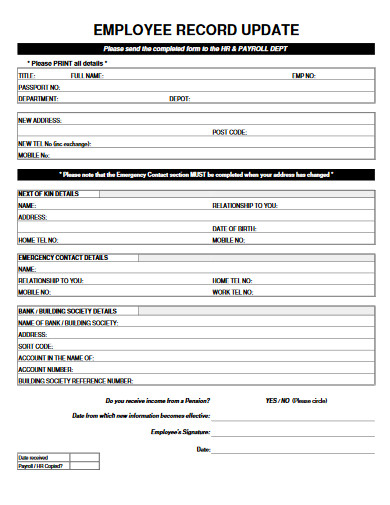 employee record update form