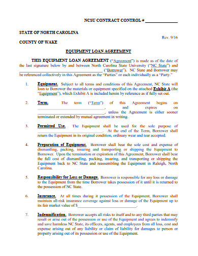 equipment loan agreement example
