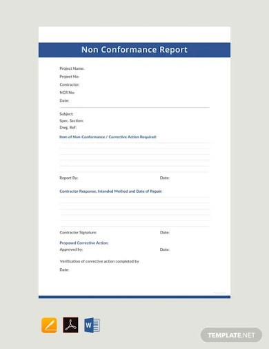 free blank non conformance report template